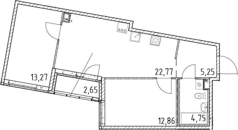 2-комнатная квартира 58.9 м², 15/17 эт., ЖК «Город Первых»